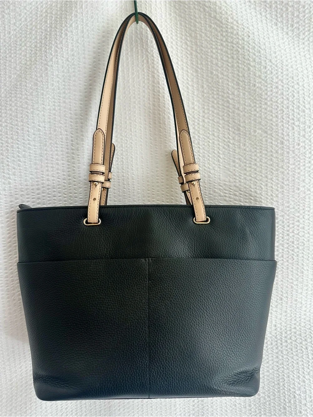 MICHAEL KORS Bedford Medium Black Pebbled Leather Tote Shoulder Bag Pockets
